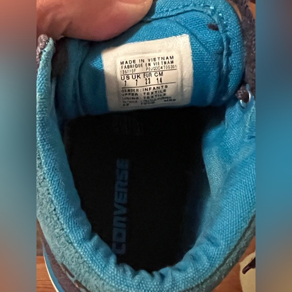 Converse All Star Blue Hi Top LaceUp Shoes Big Ligo Infant Sz 7 - Picture 7 of 9